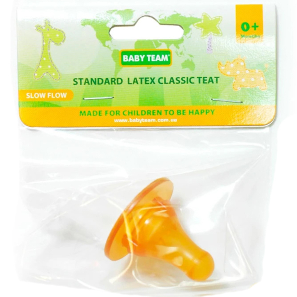 Соска латексна Baby Team класична, від 0 міс., повільний потік, 1 шт. (2300) - Pampik - 2