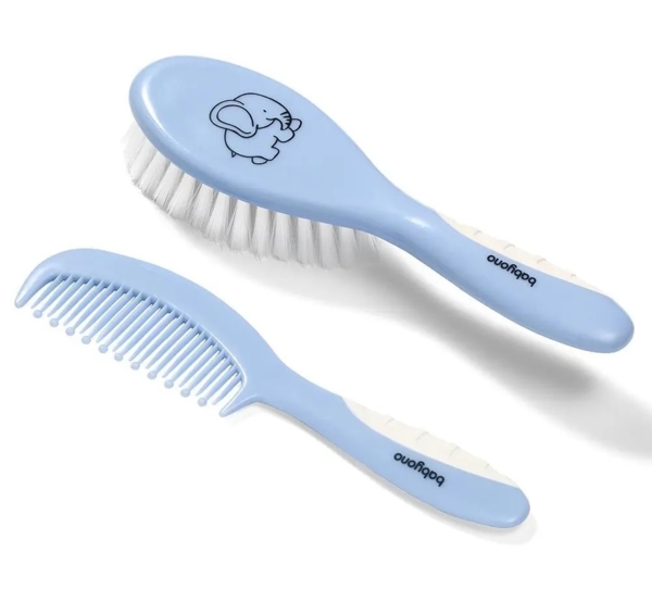 Щетка и гребешок для волос BabyOno, супермягкая щетина, голубой (570/04) - Pampik