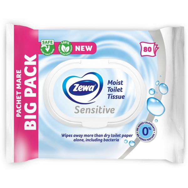 Вологий туалетний папір Zewa Sensitive, 80 шт. - Pampik - 2