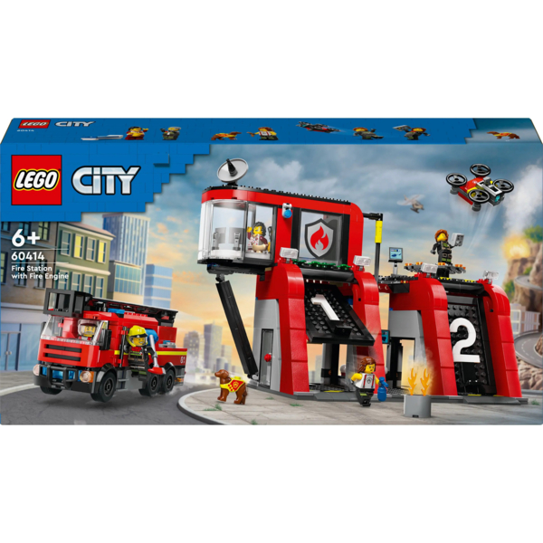 Конструктор LEGO City Пожежне депо з пожежною машиною, 843 деталі (60414) - Pampik