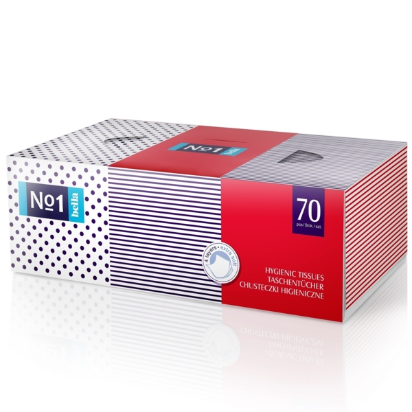 Серветки косметичні Bella №1, чотиришарові, 70 шт. - Pampik