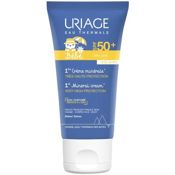 Солнцезащитный крем для лица Uriage Веве SPF50+ 1-й минеральный, 50 мл - Pampik