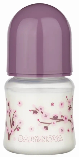 Бутылочка Baby-Nova Декор, с широким горлышком, 150 мл, сиреневый (3960172) - Pampik