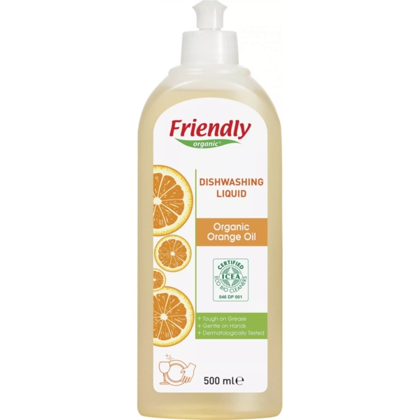 Органічний засіб для миття посуду Friendly Organic Апельсинова олія, 500 мл - Pampik