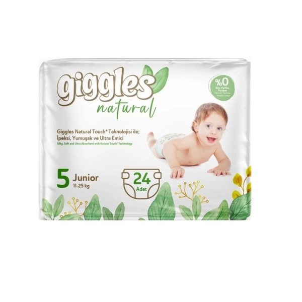 Підгузки на липучках Giggles Natural 5 (11-25 кг), 24 шт. - Pampik