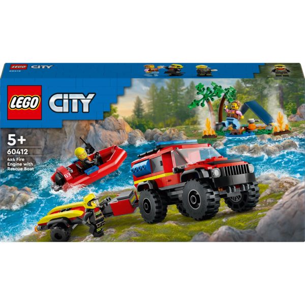 Конструктор LEGO City Пожарный внедорожник со спасательной лодкой, 301 деталь (60412) - Pampik