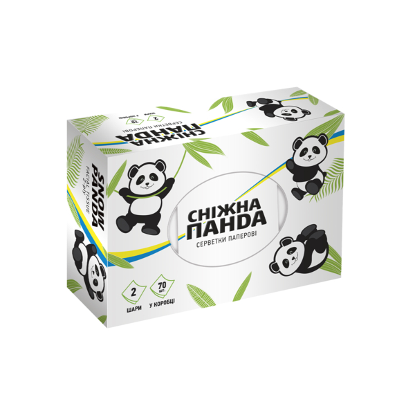 Серветки косметичні Сніжна Панда, двошарові, 70 шт. - Pampik