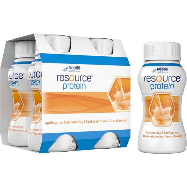 Готова молочна суміш Nestle Resource Protein Ресурс Протеїн зі смаком абрикосу, 800 мл (4 шт по 200 мл) - Pampik