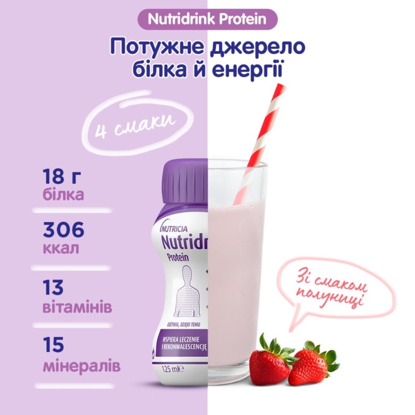 Ентеральне харчування Nutricia Nutridrink Compact Fibre зі смаком полуниці, 4 шт. х 125 мл - Pampik - 4