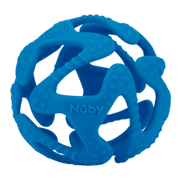 Силіконовий прорізувач Nuby Tuggy Teething Ball М'ячик, синій (6836blue) - Pampik