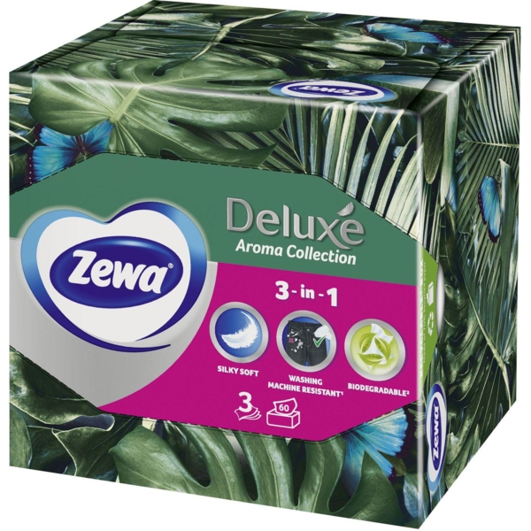 Серветки косметичні Zewa Deluxe Aroma тришарові, 60 шт. - Pampik - 2