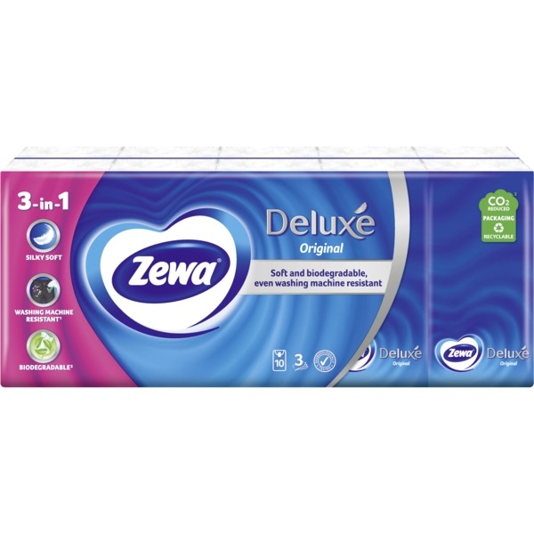 Носові хустки Zewa Deluxe тришарові, 10 уп. за 10 шт. - Pampik - 2