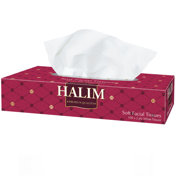 Серветки для обличчя Halim паперові двошарові, 100 шт. - Pampik