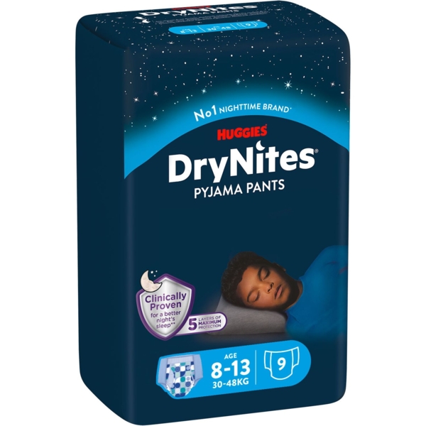 Підгузки-трусики для хлопчиків Huggies DryNites 8-13 років (30-48 кг), 18 шт. (2 уп. x 9 шт.) - Pampik - 2