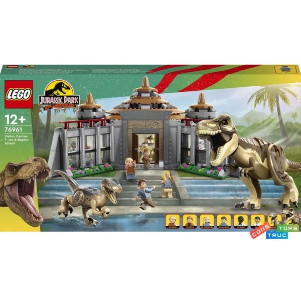 Конструктор LEGO Jurassic World Центр відвідувачів: Атака тиранозавра та раптора, 693 деталей (76961) - Pampik