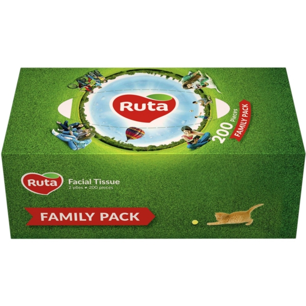 Серветки косметичні Ruta Family Pack, двошарові, 200 шт. - Pampik
