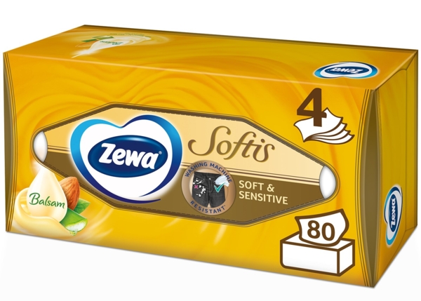 Серветки косметичні Zewa Softis, чотиришарові, 80 шт. - Pampik