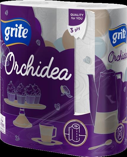 Паперові рушники Grite Orchidea Gold тришарові, 2 рулони - Pampik
