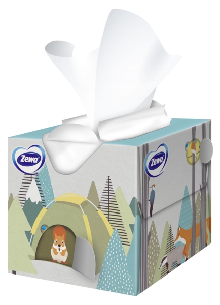 Серветки косметичні Zewa Kids Zoo Cube тришарові, 60 шт. - Pampik - 4