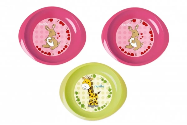 Тарілка Nuvita, рожевий з салатовим, 3 шт. (NV1428Pink) - Pampik