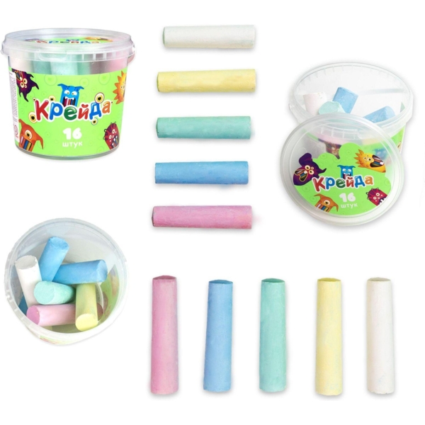 Крейда кольорова Strateg велика кругла, 16 шт. (50103) - Pampik - 2