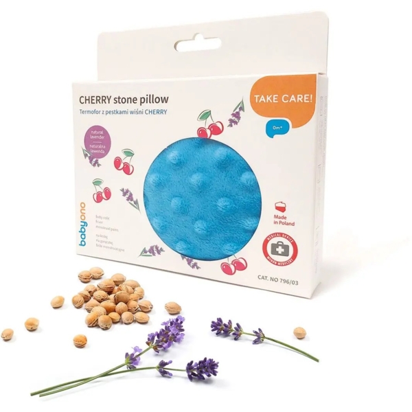 Грелка BabyOno з кісточок вишні та ароматом лаванди, 13х16 см, блакитний (796/03) - Pampik