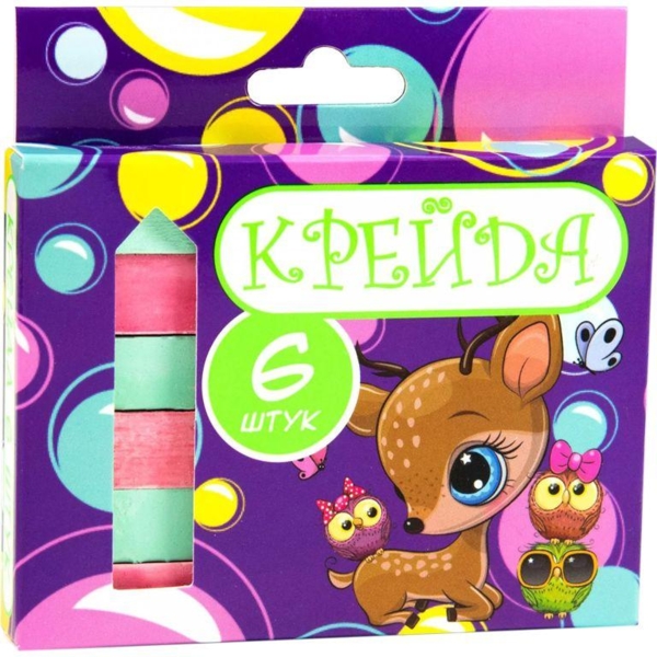 Мел цветной Strateg квадратный школьный, 6 шт. (50113) - Pampik