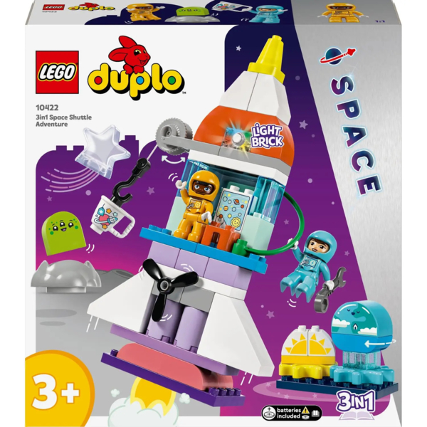 Конструктор LEGO DUPLO Пригоди на космічному шатлі 3-в-1, 58 деталей (10422) - Pampik