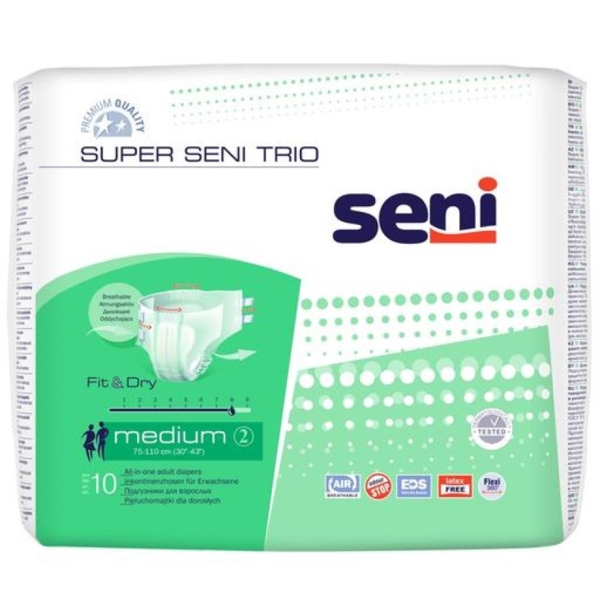 Підгузки для дорослих Seni Super Trio Medium, 10 шт. - Pampik