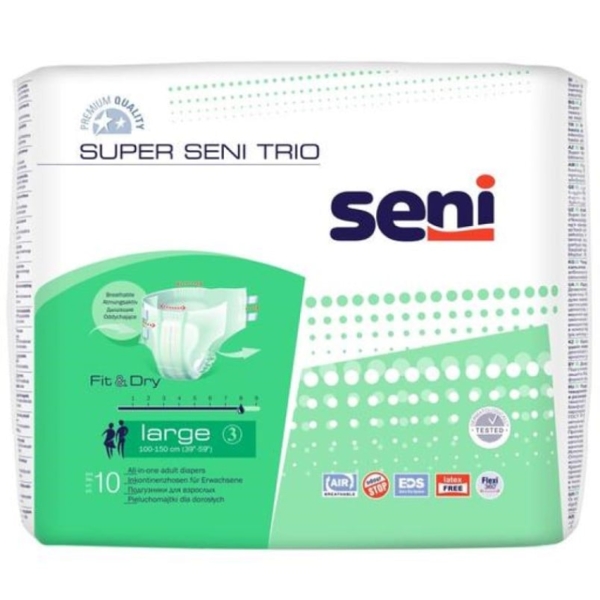 Підгузки для дорослих Seni Super Trio Large, 10 шт. - Pampik