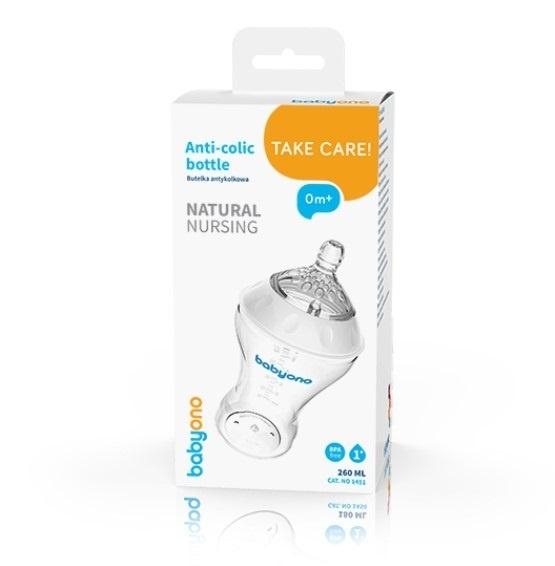 Пляшечка для годування BabyOno Natural Nursing, повільний потік, 250 мл (1451) - Pampik