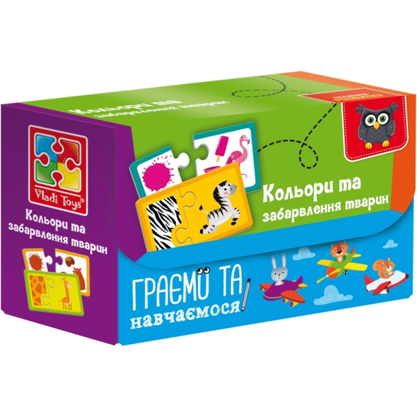 Пазли Vladi Toys Академія розвитку "Знайди пару. Кольори та забарвлення тварин" 21 елемент (VT5003-02) - Pampik