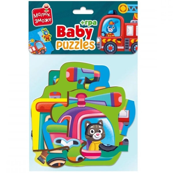 Пазлы макси с игрой Vladi Toys Малюк зможе "Транспорт и животные", укр. язык, 14 элементов (VT1722-24) - Pampik - 4