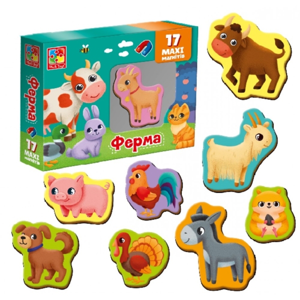Набір магнітів Vladi Toys Ферма, 17 шт. (VT3106-24) - Pampik