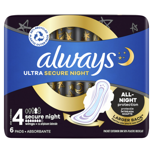 Гігієнічні прокладки Always Ultra Secure Night, розмір 4, 6 шт. - Pampik - 2