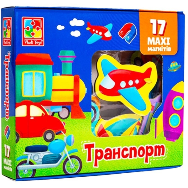 Набор магнитов Vladi Toys Транспорт, 17 шт. (VT3106-26) - Pampik
