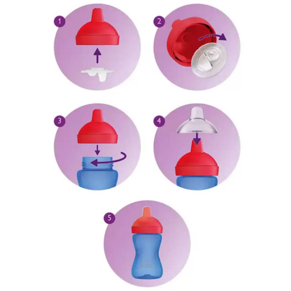 Чашка-непроливайка з твердим носиком Philips Avent, 18+ міс, рожевий, 300 мл (SCF804/04) - Pampik - 6