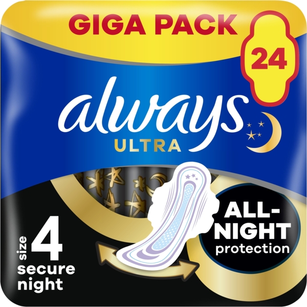 Гигиенические прокладки Always Ultra Secure Night, размер 4, 24 шт - Pampik