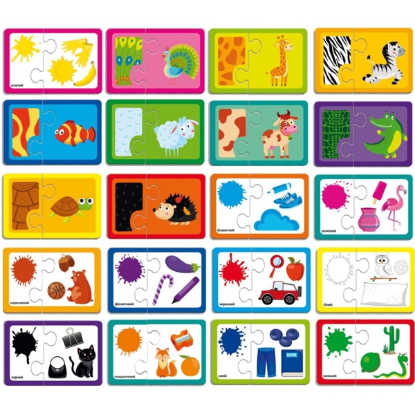 Пазли Vladi Toys Академія розвитку "Знайди пару. Кольори та забарвлення тварин" 21 елемент (VT5003-02) - Pampik - 3