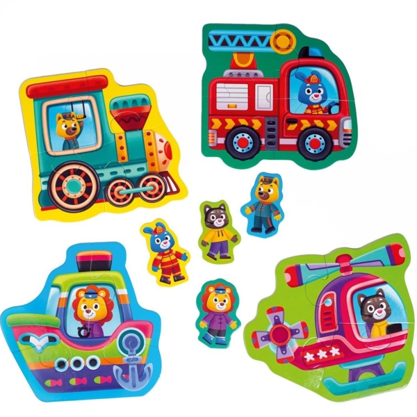 Пазлы макси с игрой Vladi Toys Малюк зможе "Транспорт и животные", укр. язык, 14 элементов (VT1722-24) - Pampik - 3