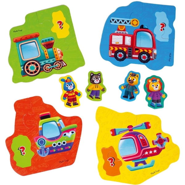 Пазлы макси с игрой Vladi Toys Малюк зможе "Транспорт и животные", укр. язык, 14 элементов (VT1722-24) - Pampik