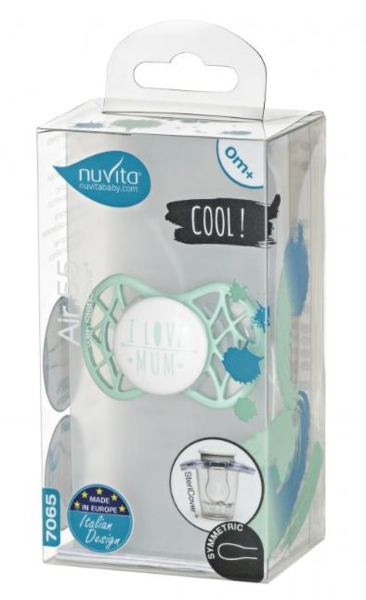 Силіконова симетрична пустушка Nuvita Air55 Cool I Love Mum, 0+ міс. (NV7065SG) - Pampik - 3