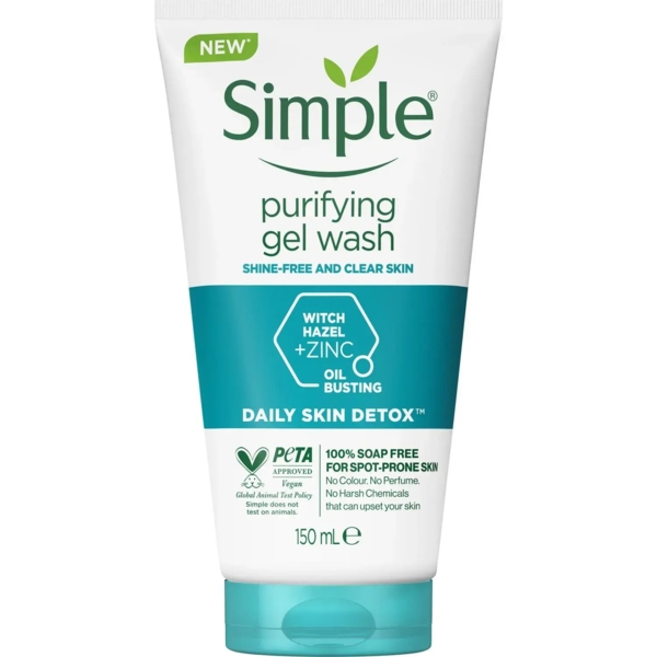 Очищаючий гель для вмивання Simple Daily Skin Detox Purifying Facial Wash 150 мл - Pampik