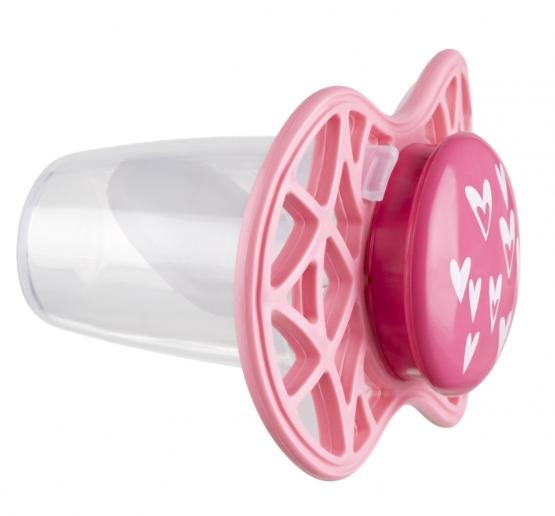 Силіконова ортодонтична пустушка Nuvita Air55 Cool Серця, 6-12 міс., Рожевий (NV7084PY) - Pampik