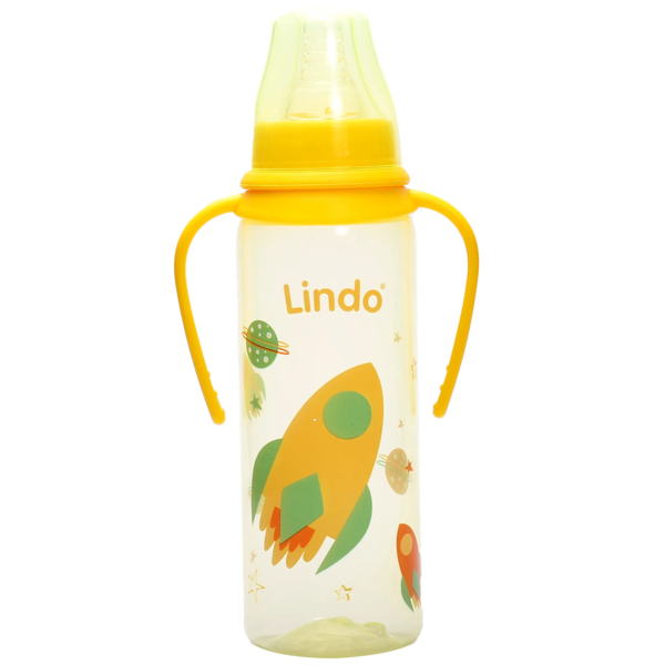 Пляшечка для годування Lindo, з ручками, 250 мл, жовтий (Li 139 жовт) - Pampik