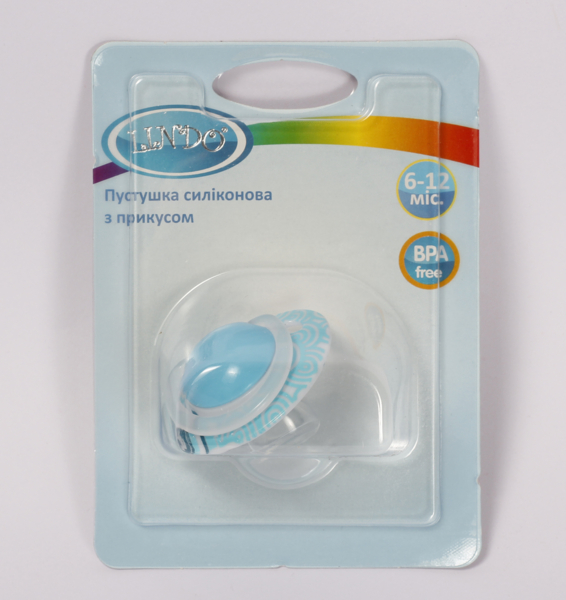 Пустушка силіконова Lindo, анатомічна, 6-12 міс., блакитний (Li402/6-12 г) - Pampik - 3