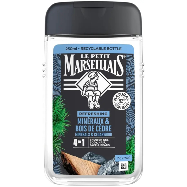 Гель-шампунь для чоловіків Le Petit Marseillais Кедр та мінерали, 250 мл - Pampik