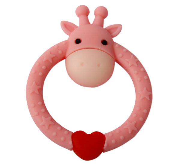 Прорізувач для зубів Lindo Жираф, рожевий (LI 322 рож) - Pampik