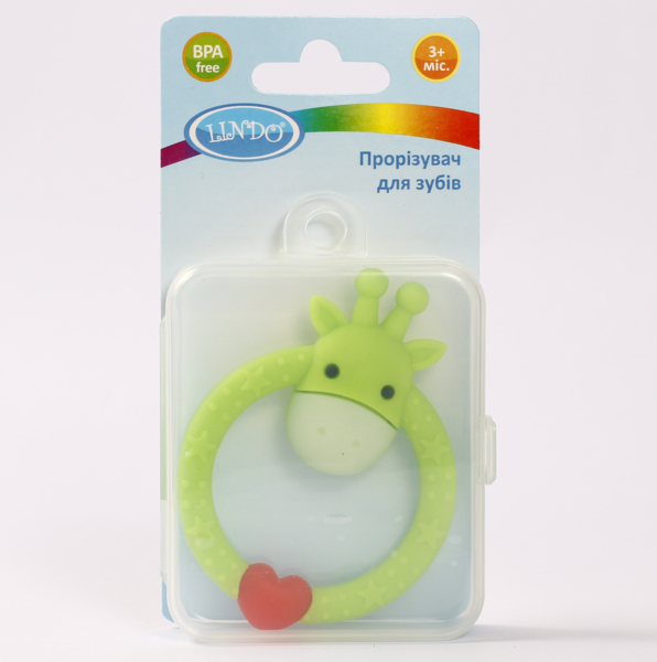 Прорізувач для зубів Lindo Жираф, зелений (LI 322 зел) - Pampik - 2