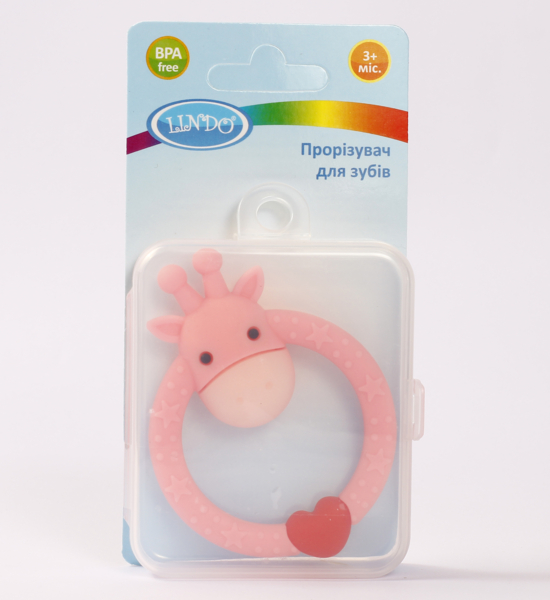 Прорізувач для зубів Lindo Жираф, рожевий (LI 322 рож) - Pampik - 2